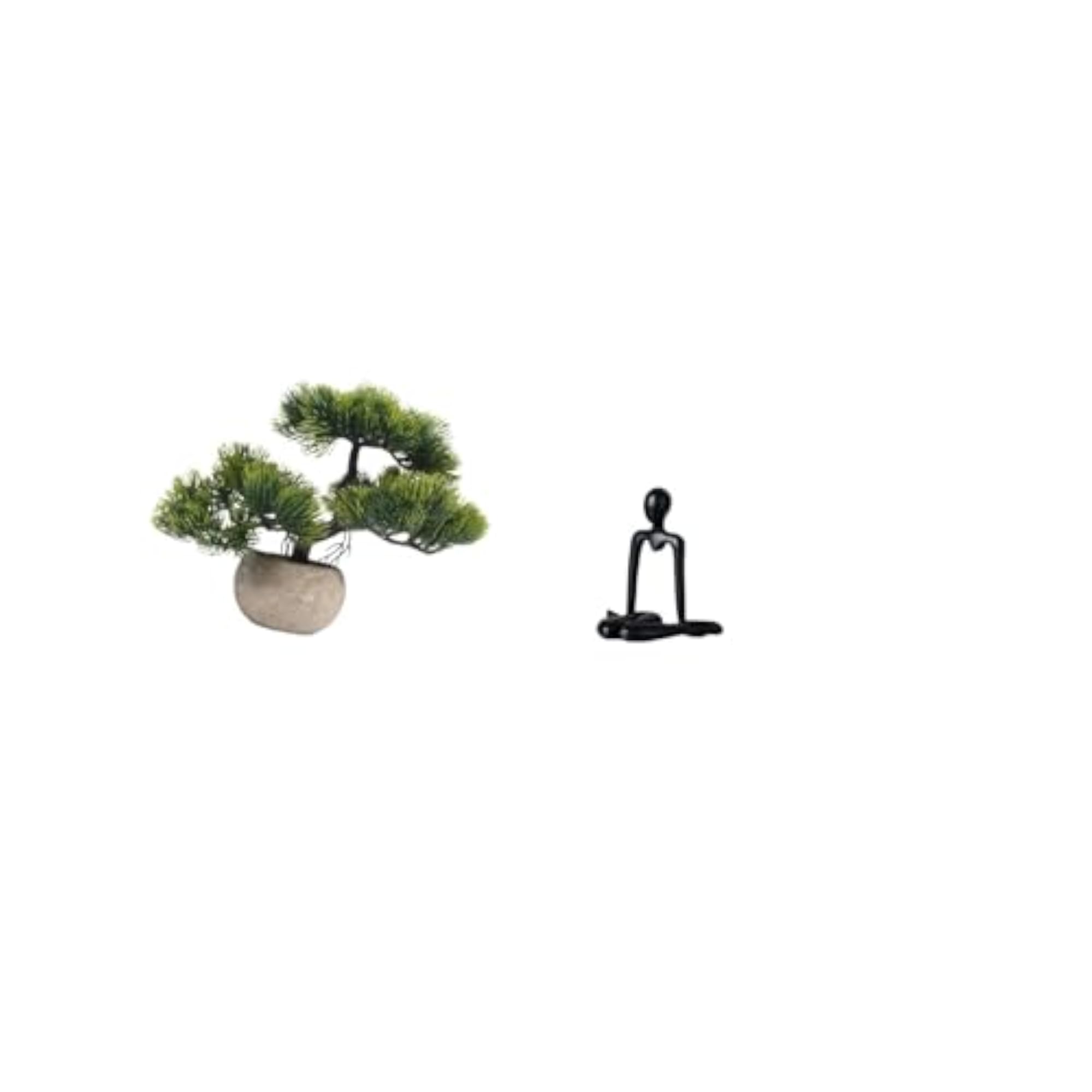 Artificial Bonsai Tree Greenery Collection Thinker Abstract Sculpture